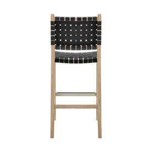 Marco Faux Leather Counter Stool Drift Wood Frame, Black 