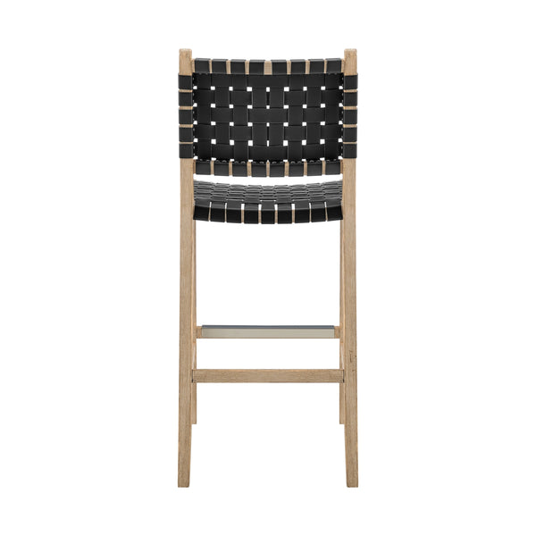Marco Faux Leather Counter Stool Drift Wood Frame, Black 