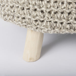 Bina  24.0L x 24.0W x 14.0H Light Gray 4 Legged Wool Stool