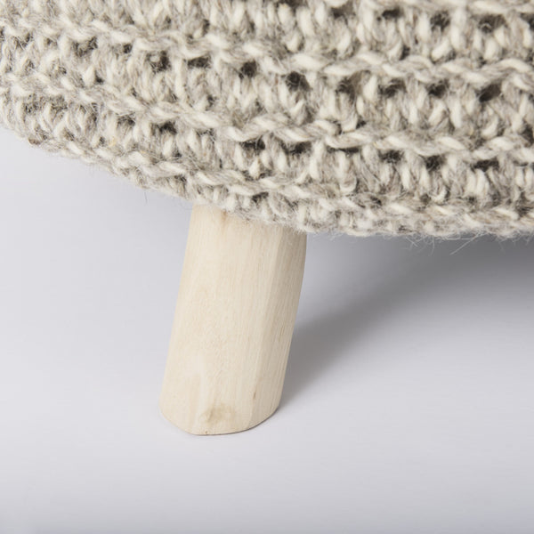 Bina  24.0L x 24.0W x 14.0H Light Gray 4 Legged Wool Stool