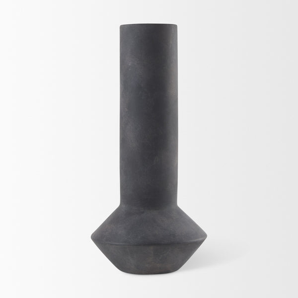 Esme 7.1L x 7.1W x 15.0H Dark Gray Ceramic Vase