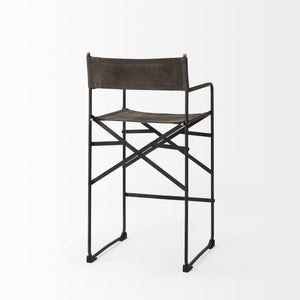 Direttore 19.3L x 19.3W x 40.2H Brown/Gray Suede W/ Metal Frame Counter Stool