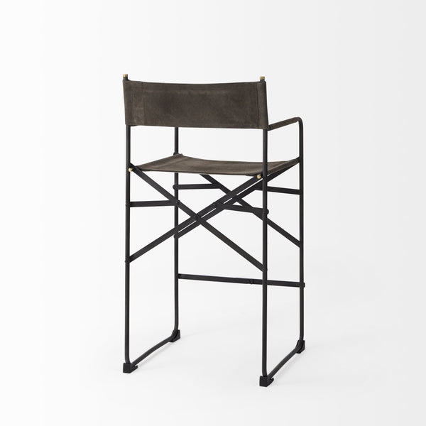 Direttore 19.3L x 19.3W x 40.2H Brown/Gray Suede W/ Metal Frame Counter Stool