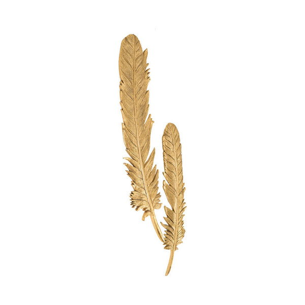 Feathers Wall Art, Gold Leaf, Set of 2
