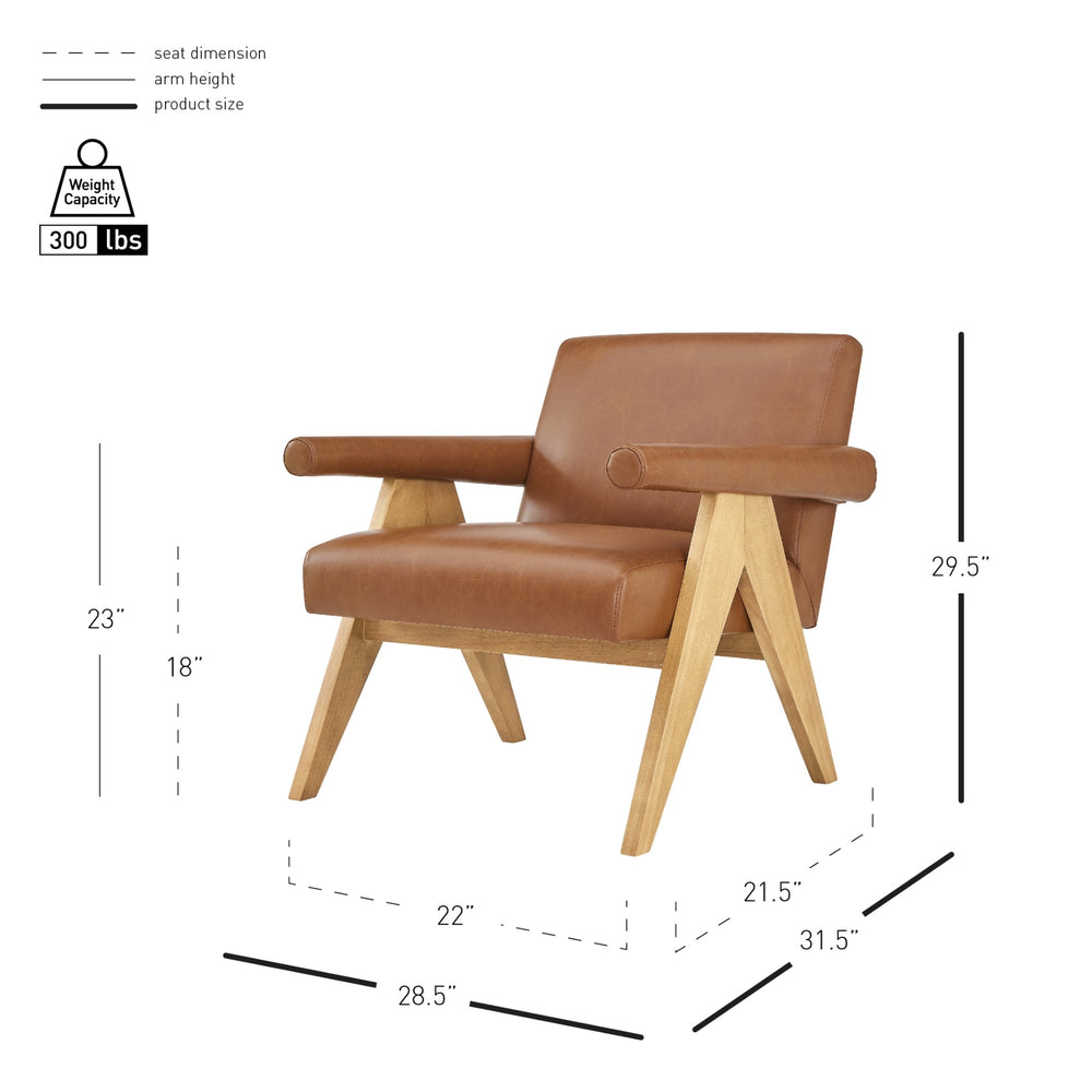 Nixon Faux Leather Accent Arm Chair, Borneo Chocolate