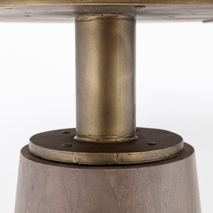 Maxwell II 54" Round Brown Solid Wood Top Brown Wood/Gold Metal Base Dining Table