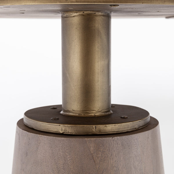 Maxwell II 54" Round Brown Solid Wood Top Brown Wood/Gold Metal Base Dining Table