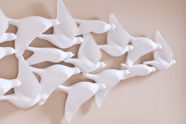 Flock of Birds Wall Art, Matte White