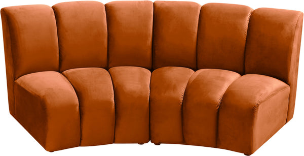Lynda 2pc. Modular Sectional In Cognac Velvet