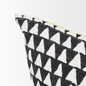 Jolie Cream w/ Black Print Linen Lumbar Decorative Pillow Cover