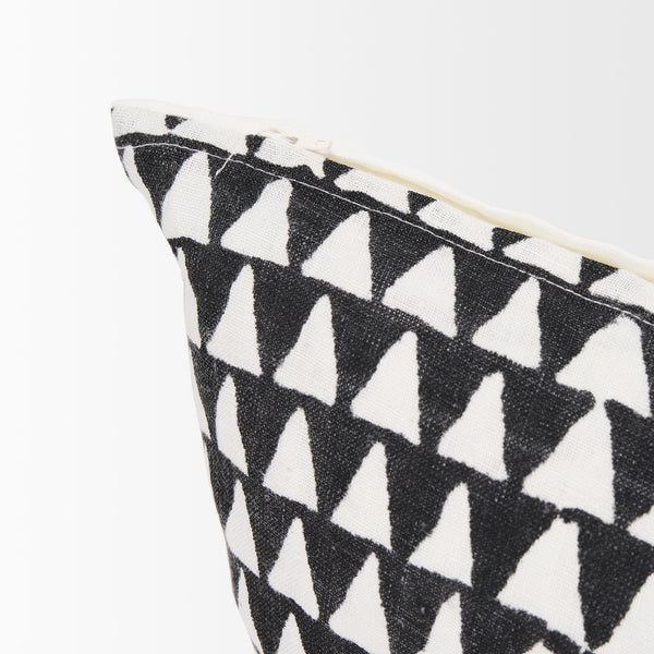 Jolie Cream w/ Black Print Linen Lumbar Decorative Pillow Cover
