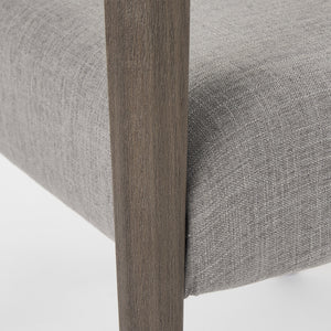 Palisades Grey Fabric Wrap Brown Wooden Frame Dining Chair
