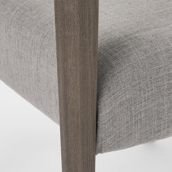 Palisades Grey Fabric Wrap Brown Wooden Frame Dining Chair