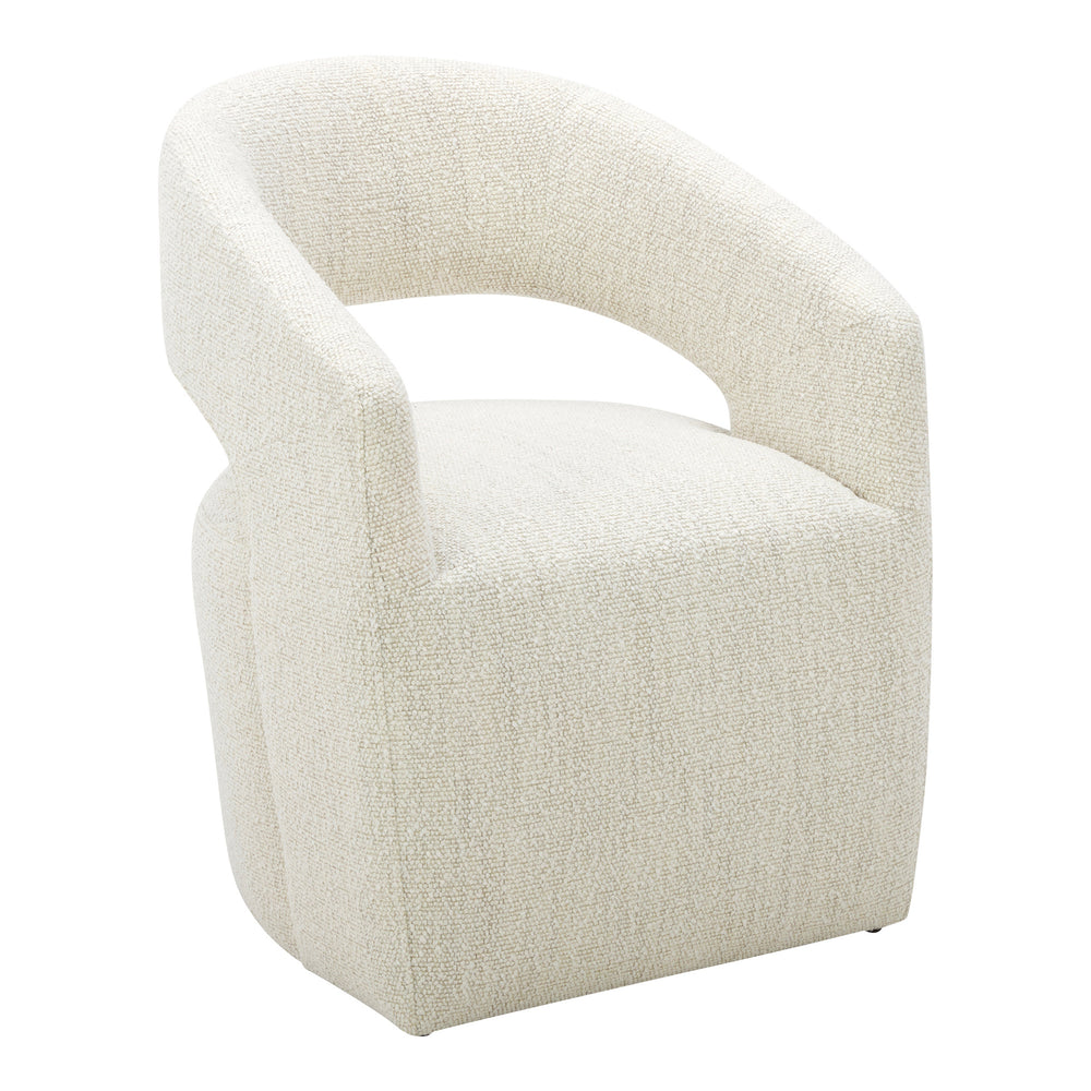 Moe's Barrow Rolling Dining Chair in White Mist