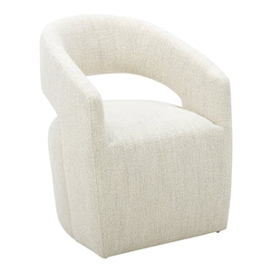 Moe's Barrow Rolling Dining Chair in White Mist