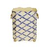 SQUARE WASTEBASKET LION HANDLES IN BLUE BAMBOO