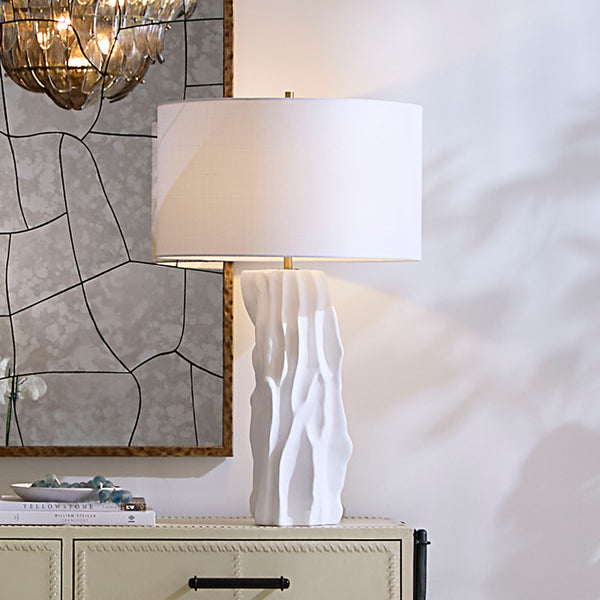 Sweetwood Ceramid Table Lamp with Linen Shade