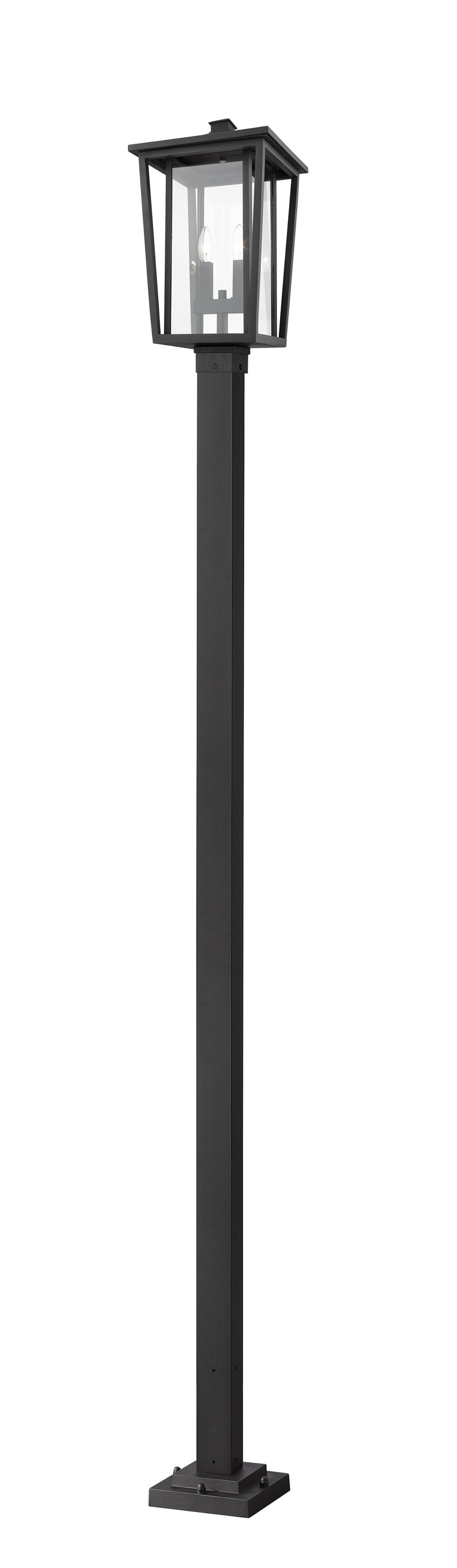 Seoul 2 Light Outdoor Post Mounted Fixture in Black Finish