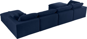 Carmen Cloud Modular Sectional In Navy Linen Fabric