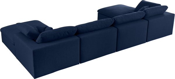 Carmen Cloud Modular Sectional In Navy Linen Fabric