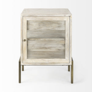 Arelius 20L x 18W x 26H White Wood W/ Gold Metal Frame End/Side Table