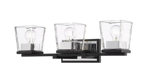 Bleeker Street 3 Light Vanity in Matte Black + Chrome Finish