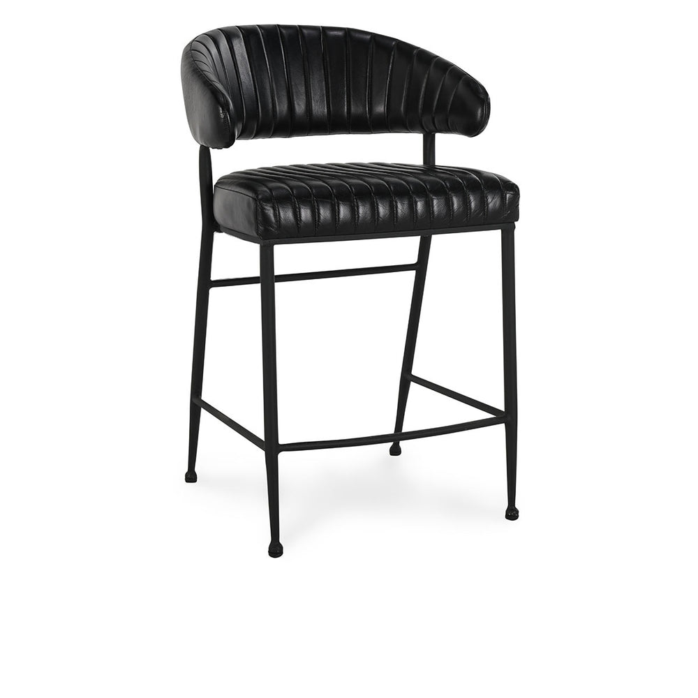 Umbria Leather Counter Stool - Midnight Raven