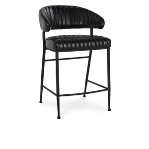 Umbria Leather Counter Stool - Midnight Raven