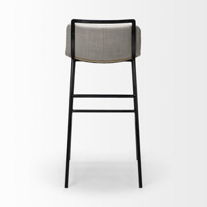 Kavalan 37.5" Total Height Beige Upholstered Seat Gray Metal Frame Bar Stool