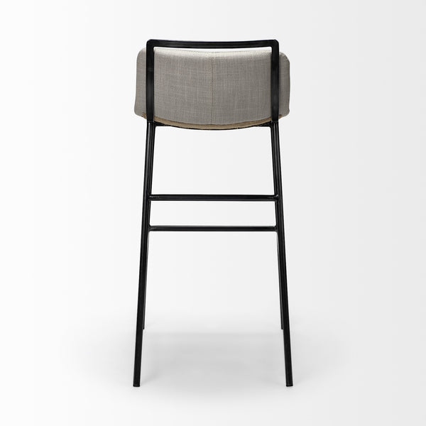 Kavalan 37.5" Total Height Beige Upholstered Seat Gray Metal Frame Bar Stool
