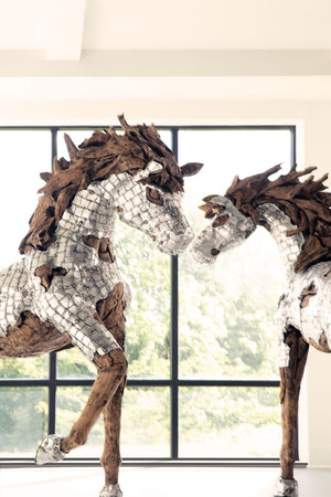 Mustang Horse Armored Sculpture, Standing