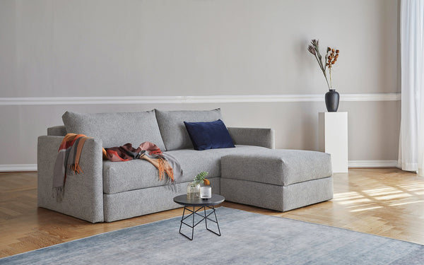 CORNILA OTTOMAN in MELANGE GREY FABRIC 538