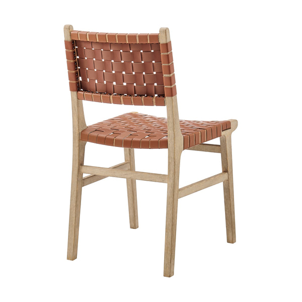 Marco Faux Leather Dining Side Chair Drift Wood Frame, Ochre Brown 