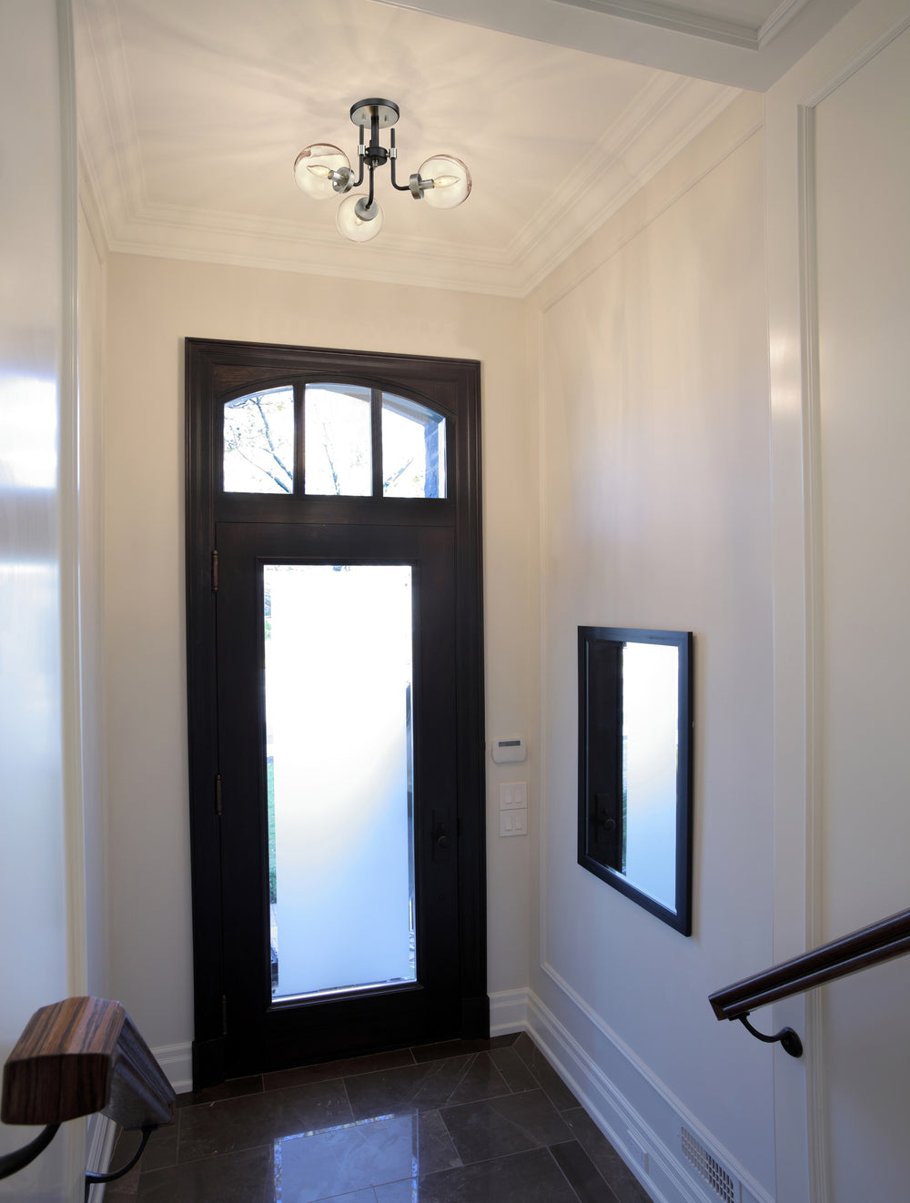 Parsons 3 Light Semi Flush Mount in Matte Black + Brushed Nickel Finish