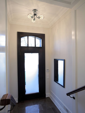 Parsons 3 Light Semi Flush Mount in Matte Black + Brushed Nickel Finish