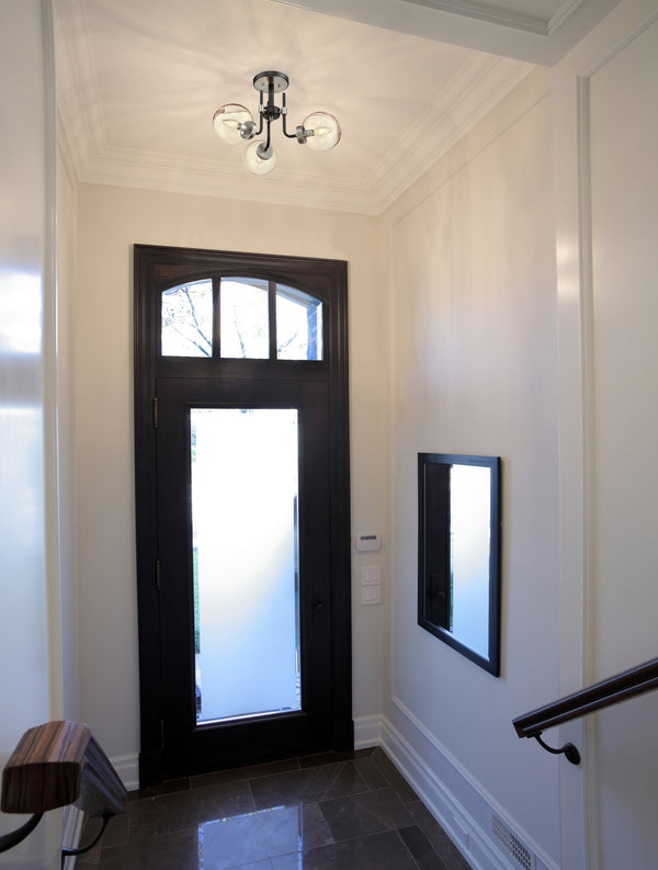 Parsons 3 Light Semi Flush Mount in Matte Black + Brushed Nickel Finish