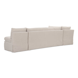 Moe's Fable L-Shape Dining Banquette with Slipcover, Beige