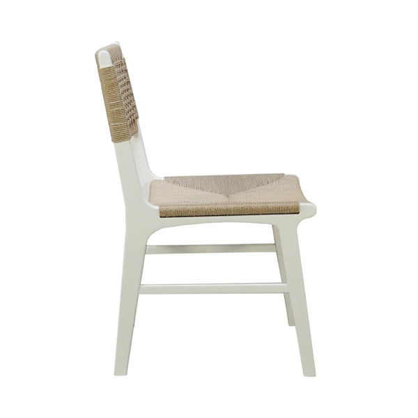 RATTAN WRAPPED DINING CHAIR IN MATTE WHITE LACQUER