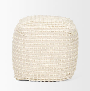 Sakaye Beige w/ Cream Stitched Patterned Pouf