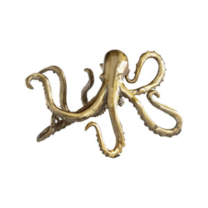 Octopus Shelf Decor in Aged Brass