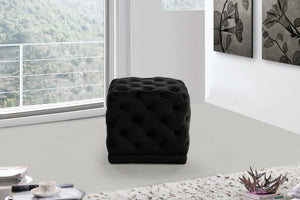 Robyn Ottoman/Stool In Black Velvet