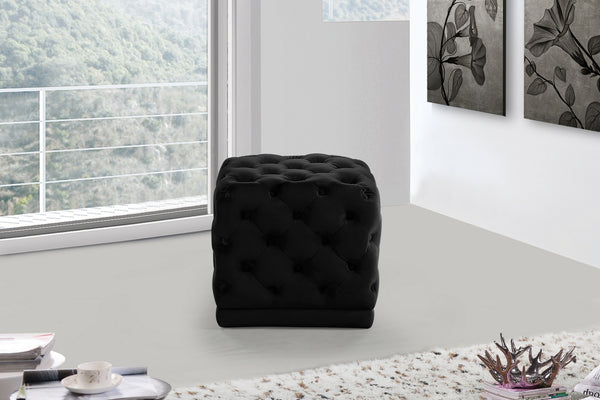 Robyn Ottoman/Stool In Black Velvet