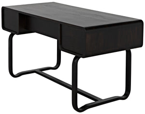Voltes Ebony Walnut Desk with Matte Black Industrial Steel Base