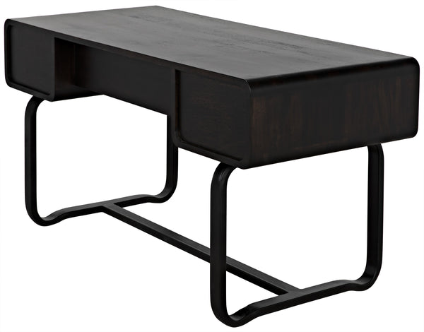 Voltes Ebony Walnut Desk with Matte Black Industrial Steel Base