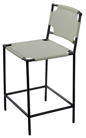 Asher Leather Counter Stool, Grey