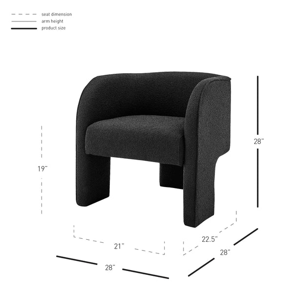 Matteo Fabric Accent Arm Chair In Boucle Black