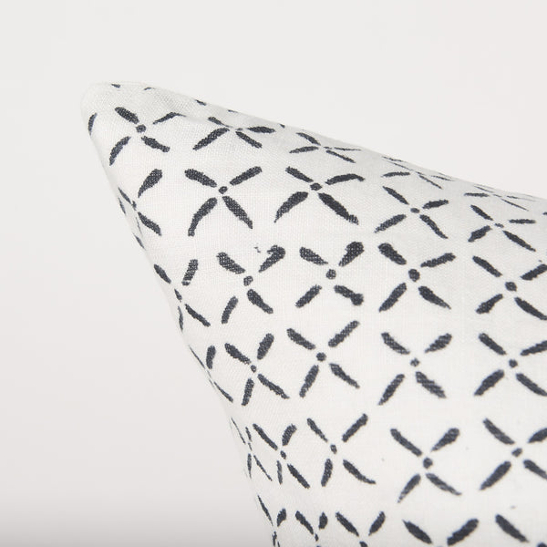 Jayden Cream w/ Black Print Linen Square Decorative Pillow Cover