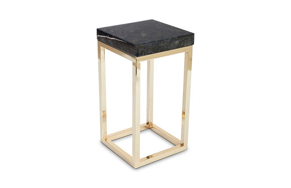 Square End Table Base, Polished Brass, w/ PC Top