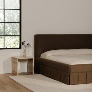 Moe's Maren Queen Bed with Pleated Base in Brown