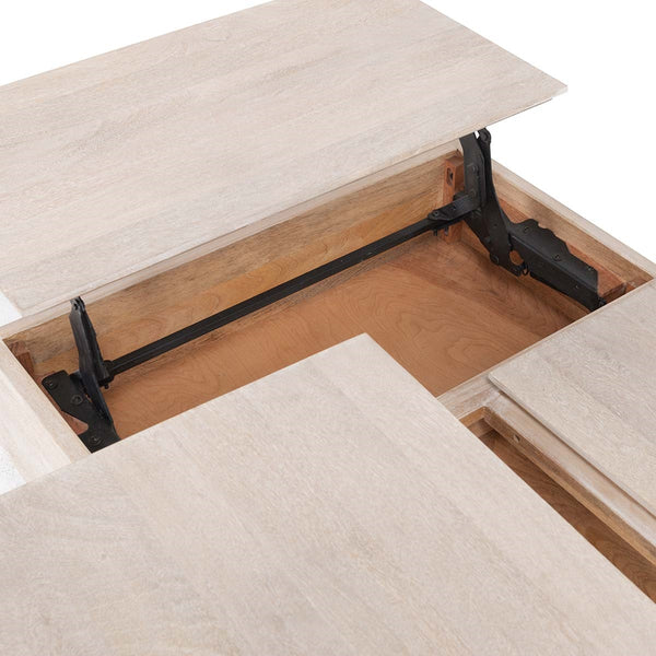 Rocklin Solid Wood Double Lift Top Coffee Table - White